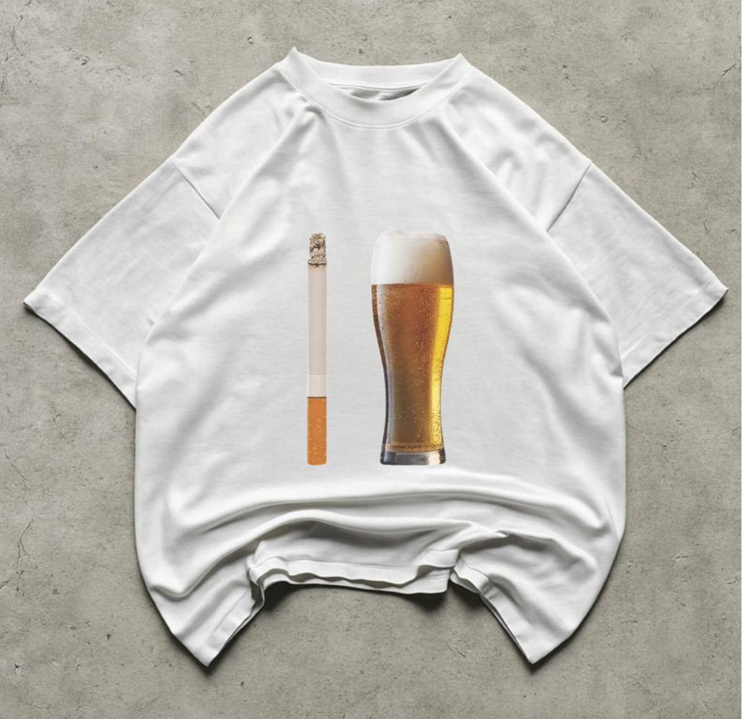 Beer and Cigarette Graphic Tee